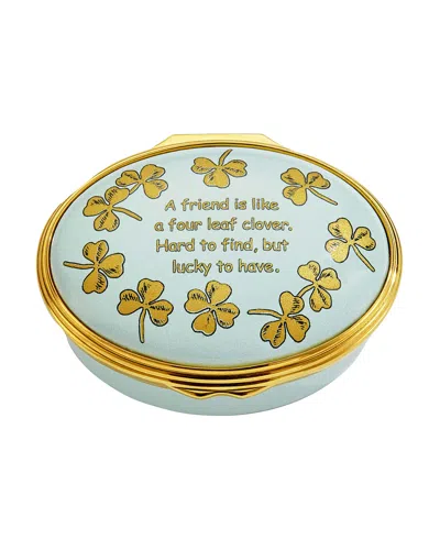 Halcyon Days Four Leaf Clover Enamel Box In Blue