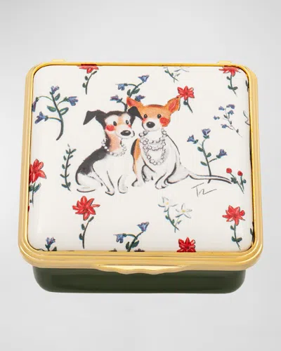 Halcyon Days Girls In Pearls Enamel Box In White