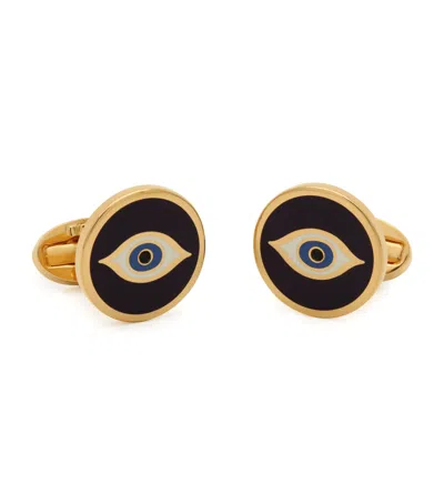 Halcyon Days Gold And Enamel Evil Eye Cufflinks