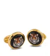 Halcyon Days Gold And Enamel Tiger Cufflinks In Gold