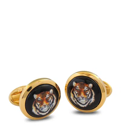 Halcyon Days Gold And Enamel Tiger Cufflinks