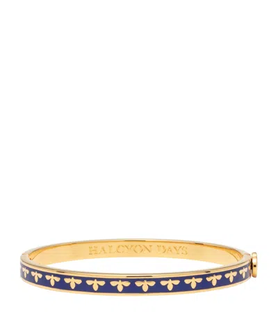 Halcyon Days Gold-plated Bee Bangle In Navy