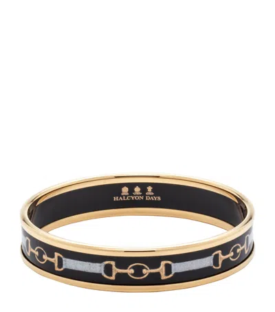 Halcyon Days Gold-plated Bridle Bangle In Black