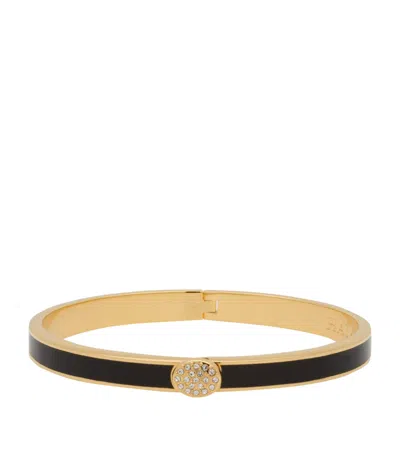 Halcyon Days Gold-plated Crystal Button Bangle In Black