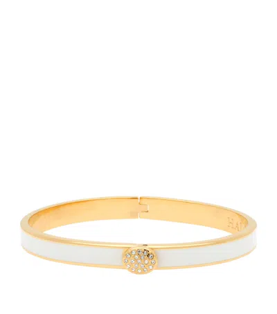 Halcyon Days Gold-plated Crystal Button Bangle In Ivory