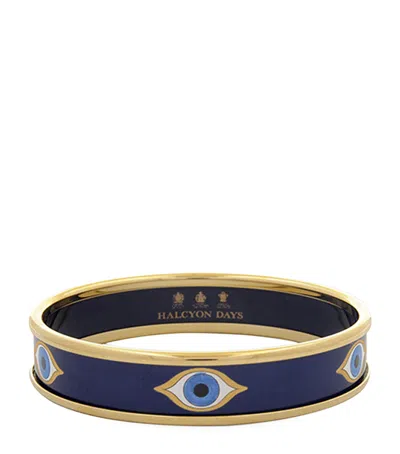 Halcyon Days Gold-plated Evil Eye Bangle In Black