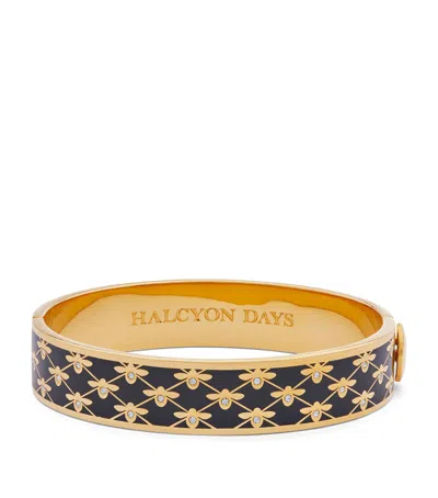 Halcyon Days Gold-plated Enamel Bee Sparkle Bangle In Black