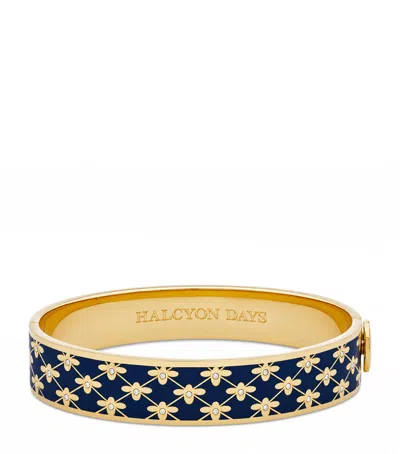 Halcyon Days Gold-plated Enamel Bee Sparkle Bangle In Black