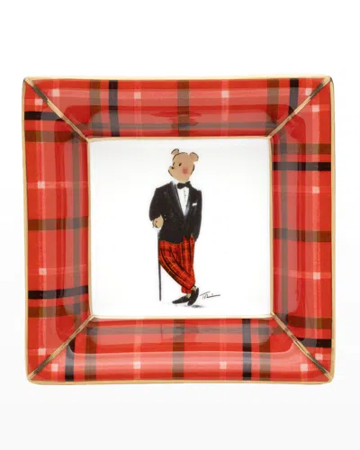 Halcyon Days Hal The Bear Square Tray In Multi