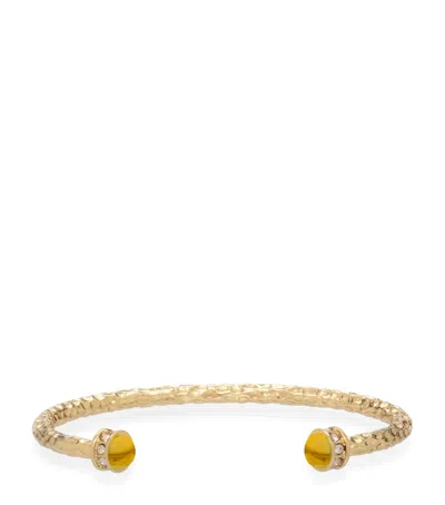 Halcyon Days Hammered Citrine Torque Bangle In Gold