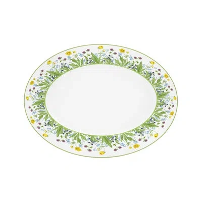 Halcyon Days Highgrove Bone China Platter In White;green;yellow