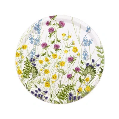 Halcyon Days Highgrove Solid Wood Tray In White;green;yellow