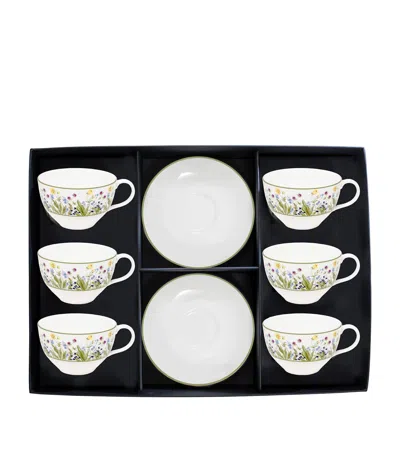 Halcyon Days Highgrove Wildflower Tea Cup And Saucer Box Set In White