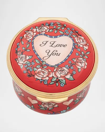 Halcyon Days I Love You Enamel Box In Red