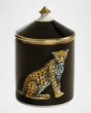 Halcyon Days Leopard Jasmine Lidded Candle In Black