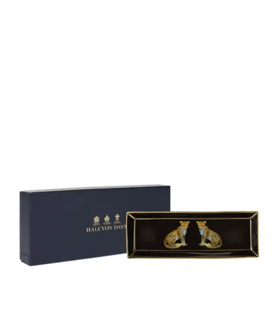Halcyon Days Leopards Rectangular Tray In Black