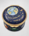 Halcyon Days Love Makes The World Go Round Enamel Box In Multi
