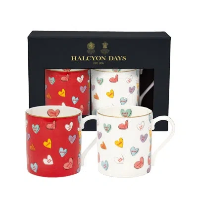 Halcyon Days Mugs Bone China Coffee Mug In White;red