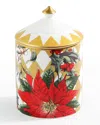 Halcyon Days Parterre With Poinsettia Lidded Candle In Gold