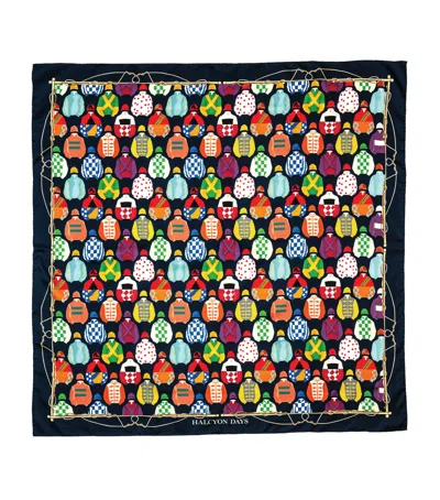Halcyon Days Racing Print Silk Scarf In Multi