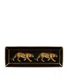 Halcyon Days Rectangular Tiger Tray In Black