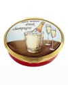 Halcyon Days Save Water Drink Champagne Enamel Box In Red