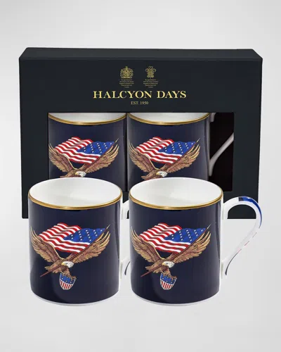 Halcyon Days Star Spangled Banner Mugs, Set Of 2 In Blue