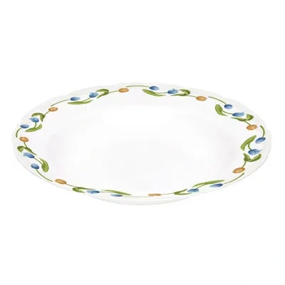 Halcyon Days Tulip 10'' Bone China Dinner Plate In Blue;white;green