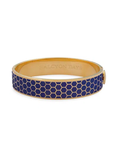 Halcyon Days Women's Honeycomb 18k Gold-plated Hinged Bangle Bracelet