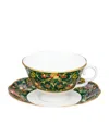 Halcyon Days Woodland Wildlife Teacup And Saucer In Green