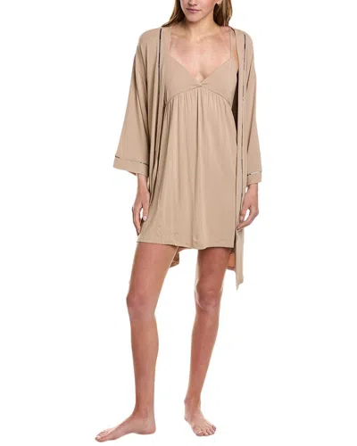 Hale Bob 2pc Nightgown & Robe Set In Brown