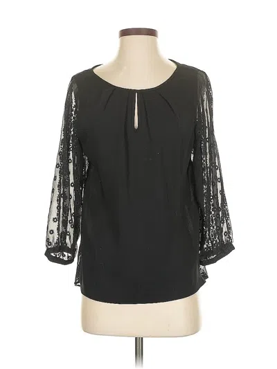 Pre-owned Hale Bob 3/4 Sleeve Blouse In Black