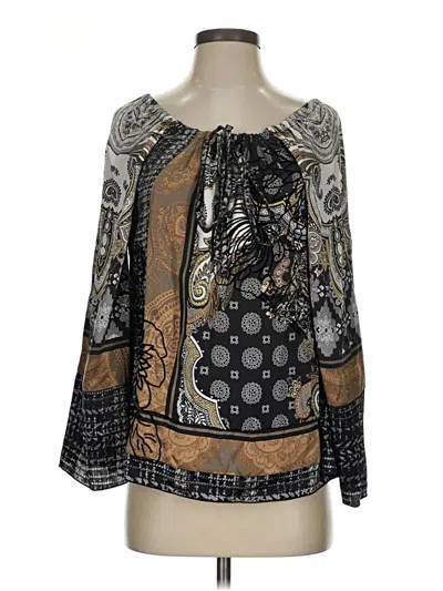 Pre-owned Hale Bob 3/4 Sleeve Blouse In Black