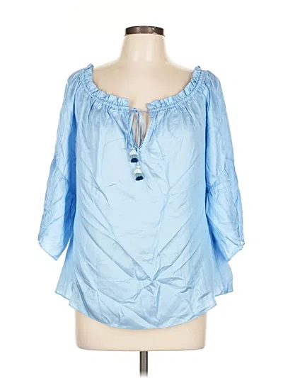 Pre-owned Hale Bob 3/4 Sleeve Blouse In Blue