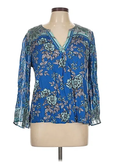 Pre-owned Hale Bob 3/4 Sleeve Blouse In Blue