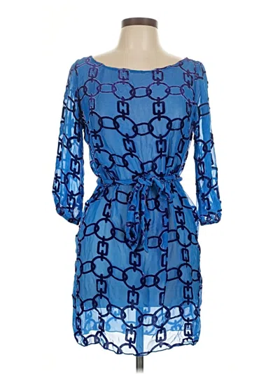 Pre-owned Hale Bob 3/4 Sleeve Blouse In Blue