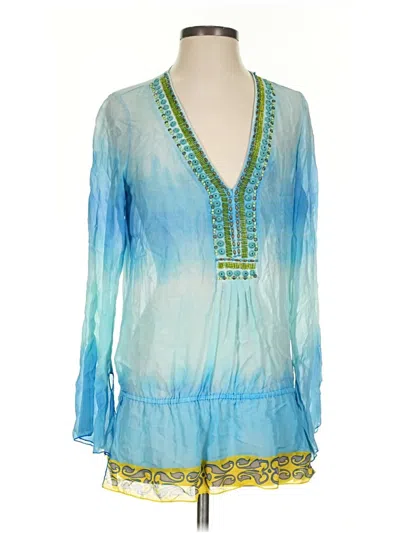 Pre-owned Hale Bob 3/4 Sleeve Blouse In Blue