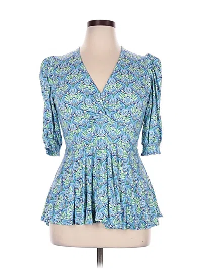 Pre-owned Hale Bob 3/4 Sleeve Blouse In Blue