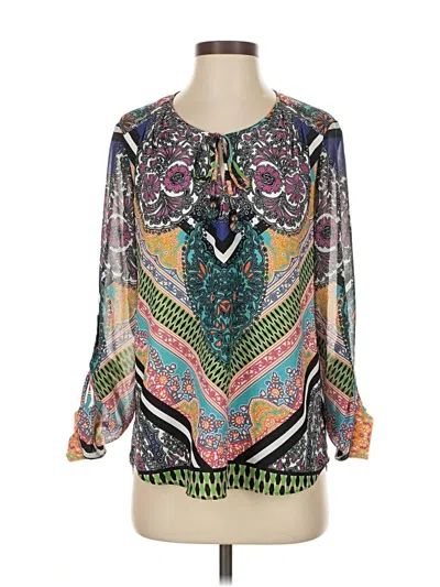 Pre-owned Hale Bob 3/4 Sleeve Blouse In Green