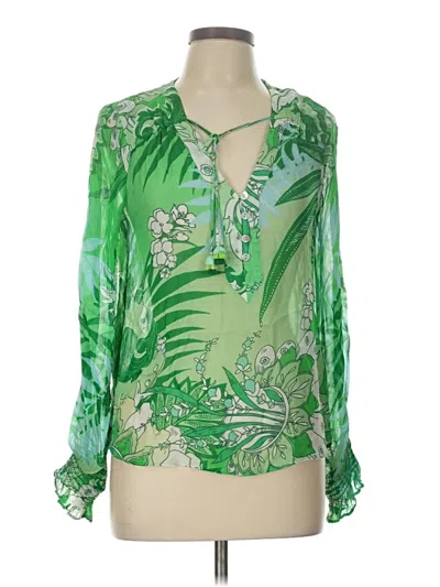 Pre-owned Hale Bob 3/4 Sleeve Blouse In Green