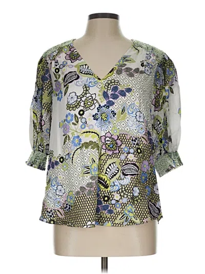 Pre-owned Hale Bob 3/4 Sleeve Blouse In Green