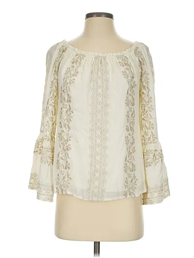 Pre-owned Hale Bob 3/4 Sleeve Blouse In Ivory