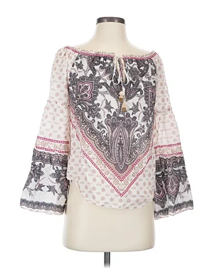 Pre-owned Hale Bob 3/4 Sleeve Blouse In Ivory