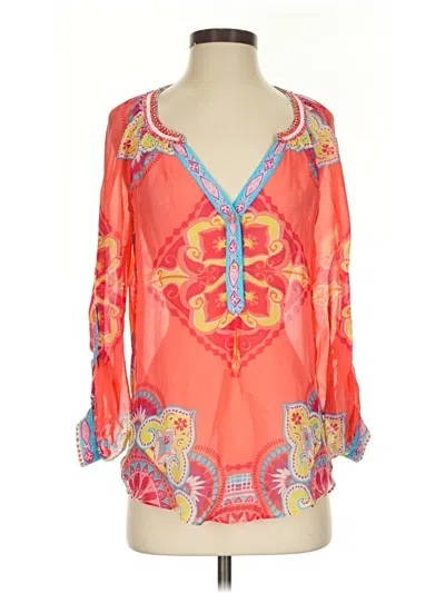 Pre-owned Hale Bob 3/4 Sleeve Blouse In Orange