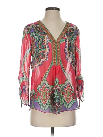 Pre-owned Hale Bob 3/4 Sleeve Blouse In Pink