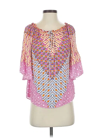 Pre-owned Hale Bob 3/4 Sleeve Blouse In Pink