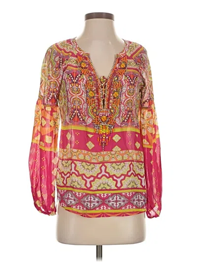 Pre-owned Hale Bob 3/4 Sleeve Blouse In Pink