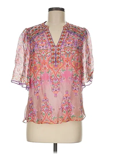 Pre-owned Hale Bob 3/4 Sleeve Blouse In Pink