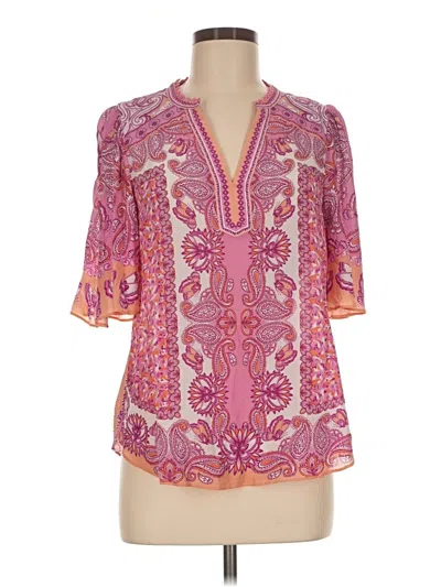 Pre-owned Hale Bob 3/4 Sleeve Blouse In Pink