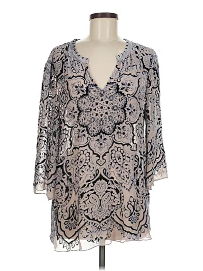 Pre-owned Hale Bob 3/4 Sleeve Blouse In Silver